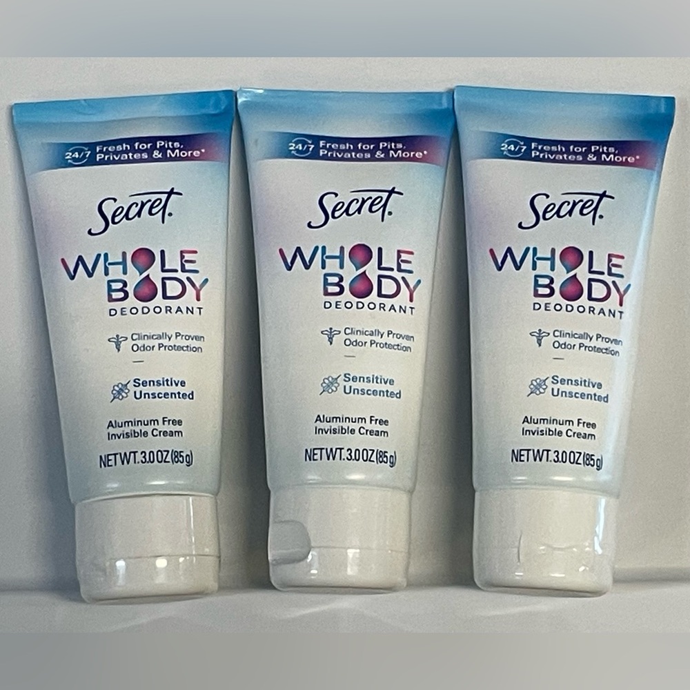 Secret Whole Body Deodorant Cream - Sensitive Unscented (Pack of 3)
